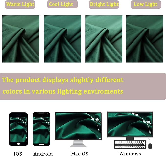 Timeper Green Velvet Curtains 108 inches 2 Panels, Back Tab & Rod Pocket - Image 7