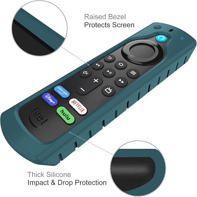 CaseBot Remote Case for Fire TV Stick HD/4K/4K Max (1st Gen)/Fire TV Stick (3rd Gen)/Lite - Anti-Slip Shockproof Silicone Cover for Alexa Voice Remote (2nd & 3rd Generation) (Dark Cyan)