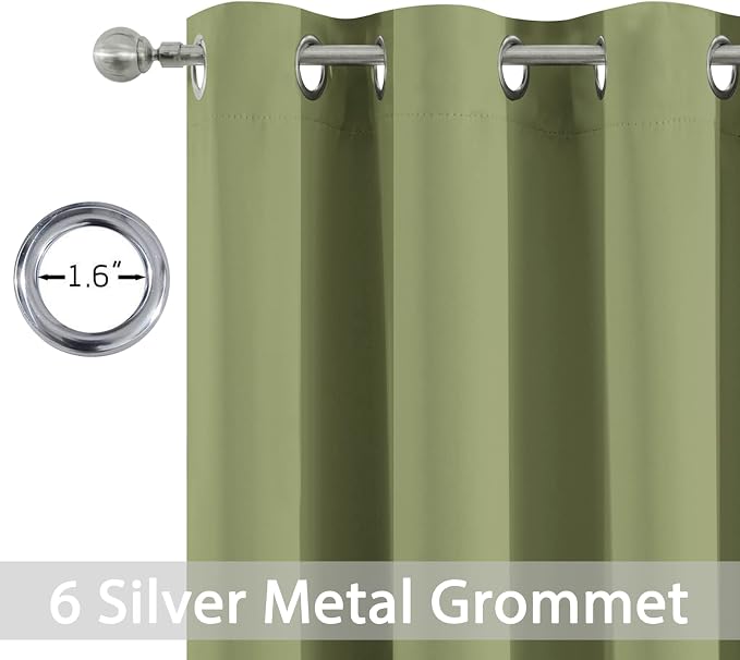 Yakamok Blackout Curtains 38x45 inch Sage Green Thermal Drapes-Bedroom | 2 - Image 2