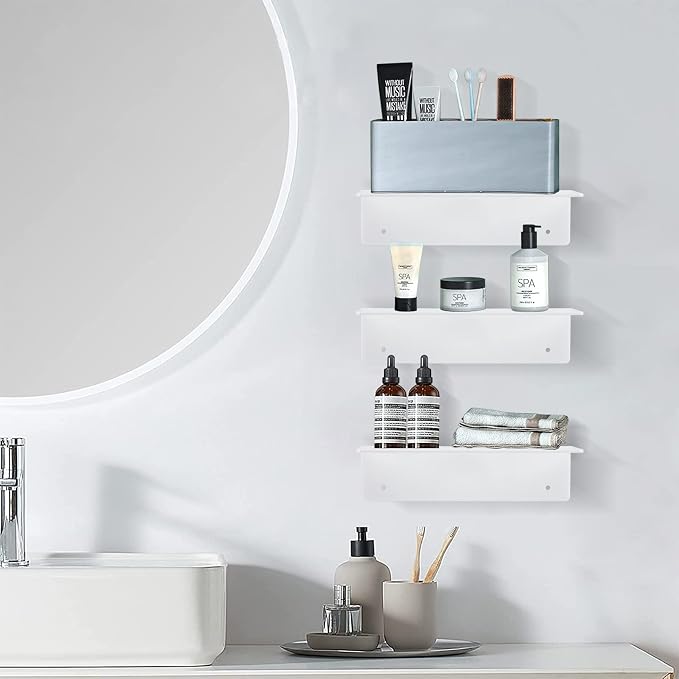 9 Inch Acrylic Floating Shelf No Drill Adhesive Wall Shelf Set of 2 - Image 6