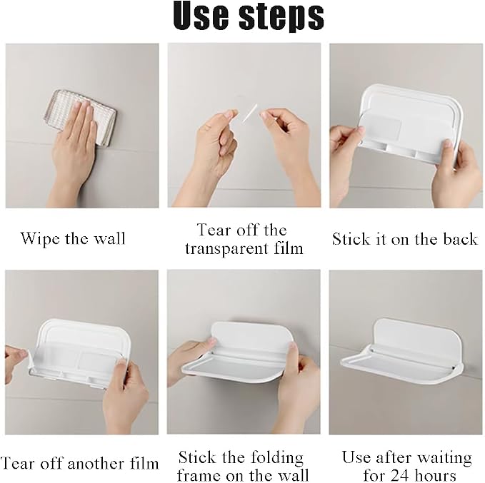 OULIGET Foldable Wall Storage Holder, Rack Wall Shelf Plastic Floating Shelf - Image 5