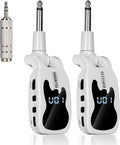 Devilclaw UHF Wireless Guitar System- 16 Channel Rechargeable Transmitter Receiver with Volume Control - Interference-Free Adapter for Bass Instruments(White)