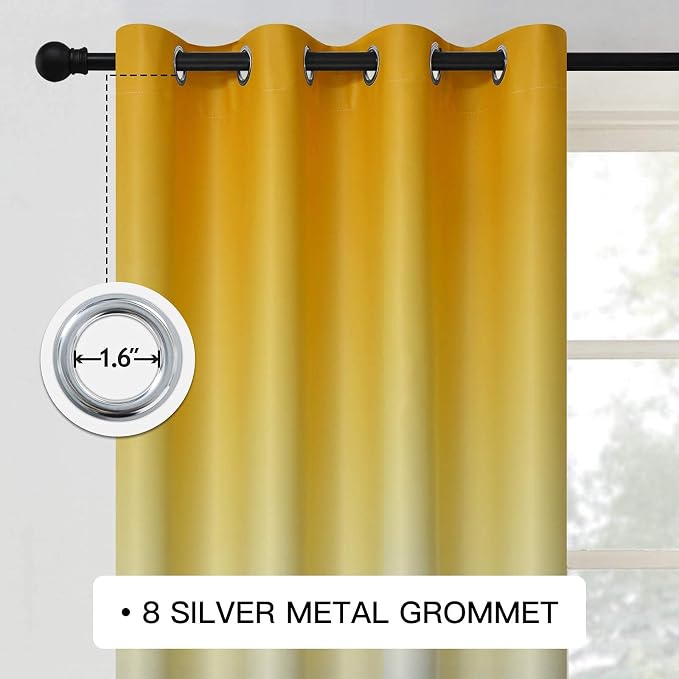 COSVIYA Grommet Ombre Room Darkening Curtains 96 inches Long - Image 3