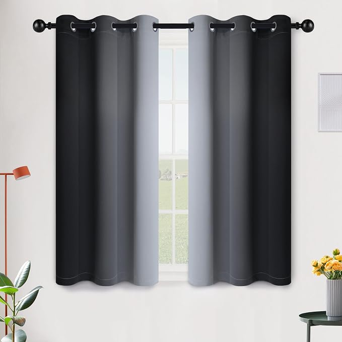 SimpleHome Ombre Black to Grey White Curtains by SimpleHome