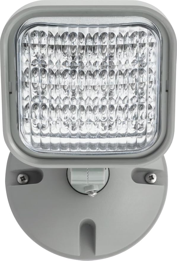 Lithonia Lighting Weatherproof LED Emergency Light Remote Head, One Single Head Emergency Light for Business, Indoor and Outdoor Use, Square, Gray (ERE GY SGL WP SQ M12)