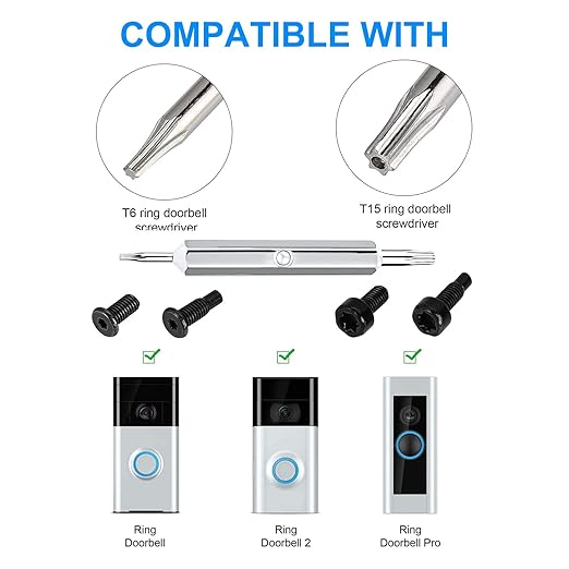 Replacement Screwdriver T6 T15 & + 20Pcs Screws Fit Ring Doorbell 2 3 4 Plus Pro Elite