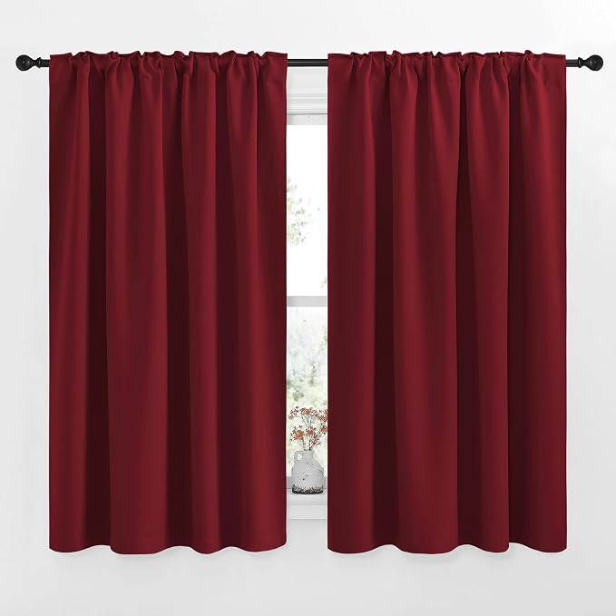 NICETOWN Christmas Burgundy Bedroom Blackout Draperies Panels - Image 3