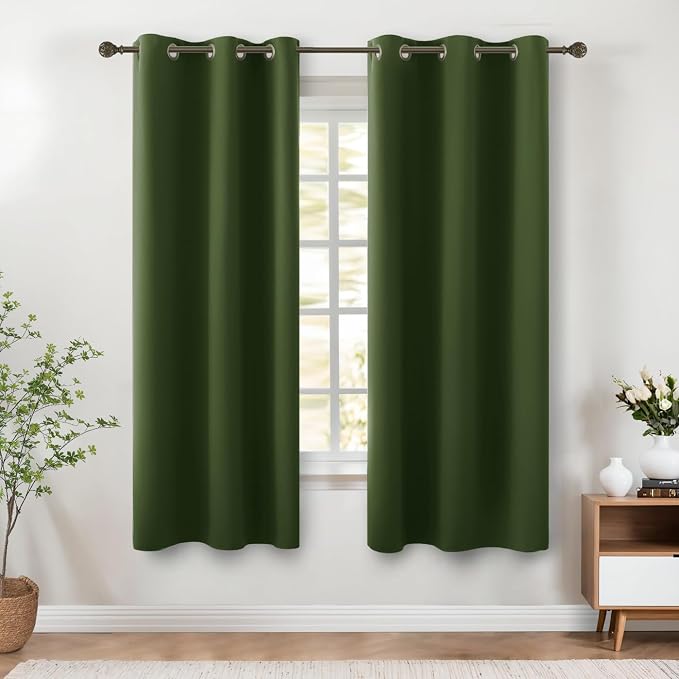 KOUFALL Olive Green Curtains 72 Inch Long by KOUFALL