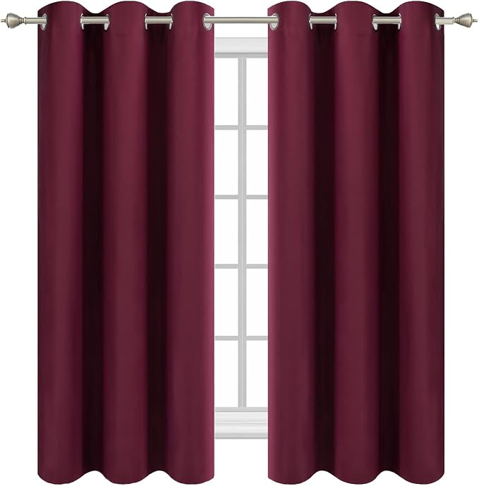 Diraysid Burgundy Red Grommet Blackout Curtains - Image 2