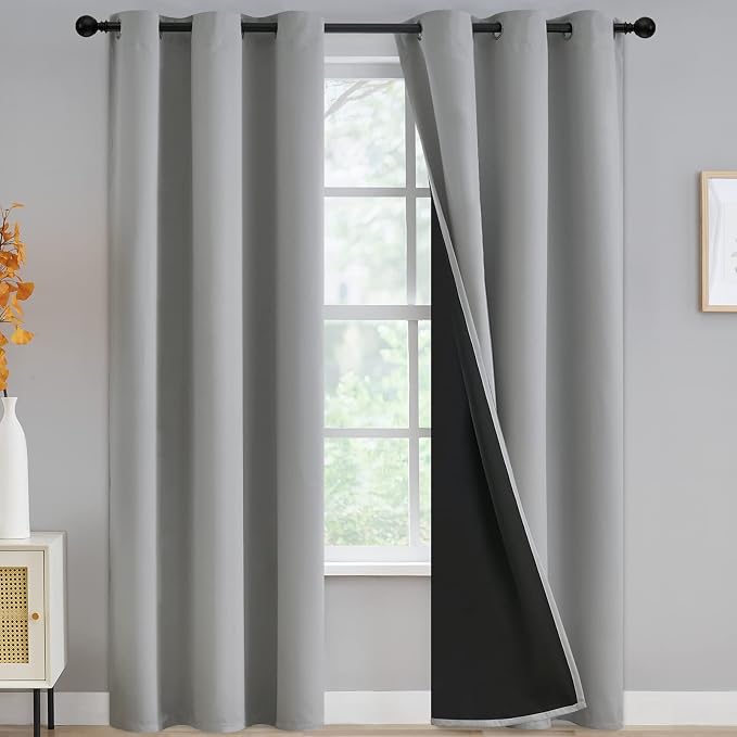 Yakamok Light Grey Blackout Curtains 84 inches Long by Yakamok