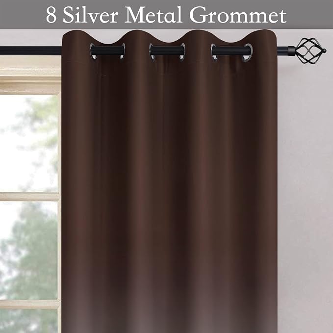 SimpleHome Brown to Grey White Ombre Room Darkening Curtains 84 Inch | Curtains - Image 3