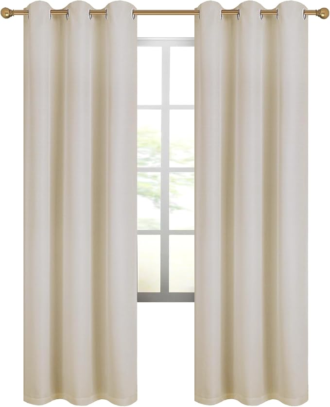 Diraysid 100% Blackout Curtains Light Beige Linen Curtains - Image 7