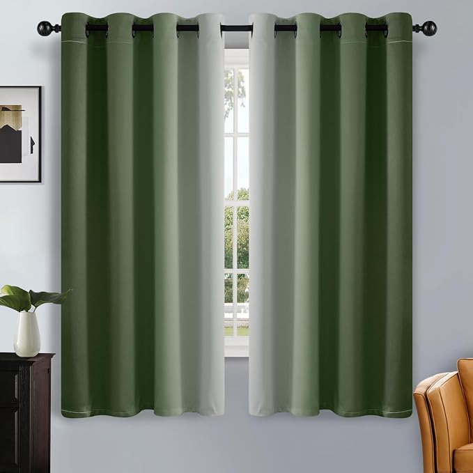 SimpleHome Ombre Curtains Sage Green to Grey White by SimpleHome