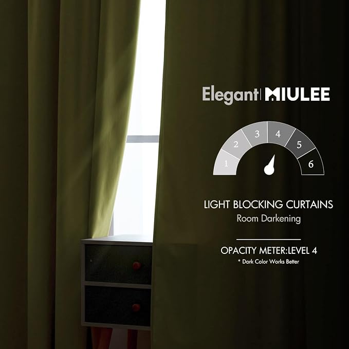 MIULEE Velvet Curtains 52x84 inches 2 Panels Moss Green Blackout Curtains | - Image 5