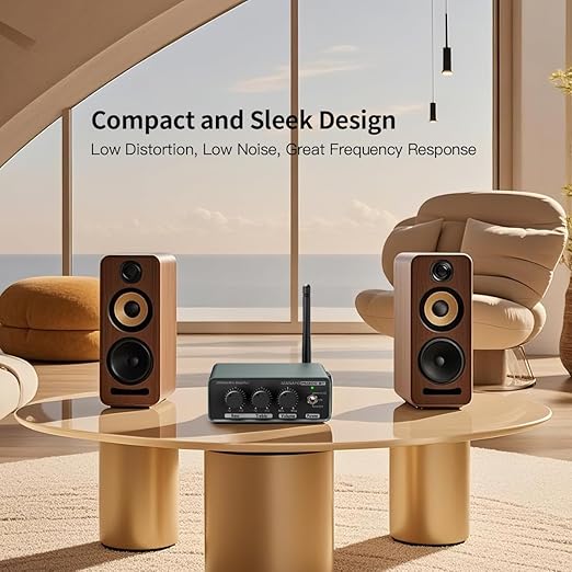 MANAYO 100w+100w Bluetooth Amplifier for Passive Speakers, Home Stereo Receiver with Treble, Bass, and Volume Control, Compatible with Cell Phones, CD Players, Turntable and Home Audio