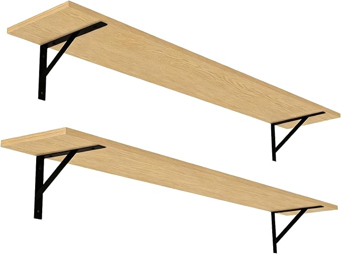 Long Wall Shelves, 55.1Inch Wooden Floating Shelves by DINZILVJ
