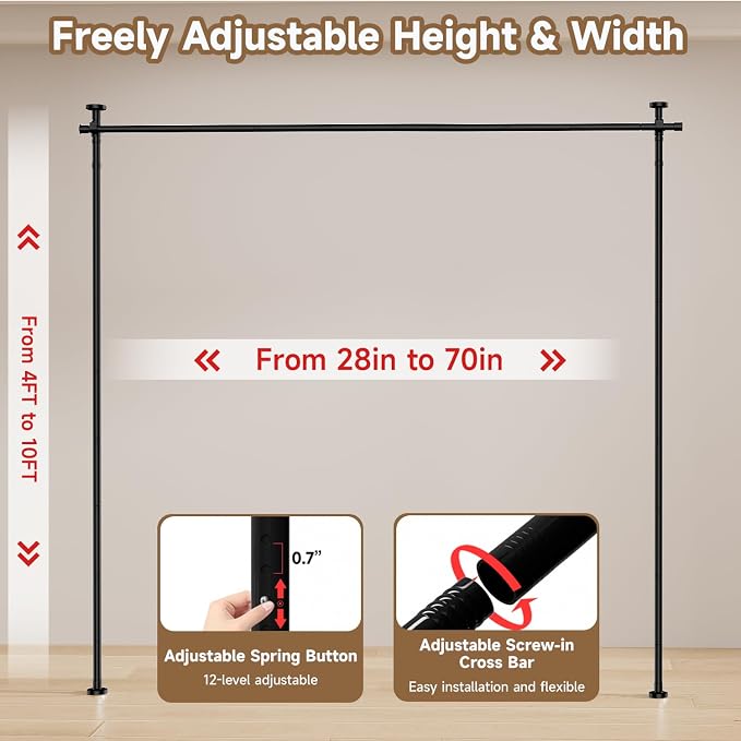 Room Divider Privacy Screens, No Drill Curtains Rod - Image 3