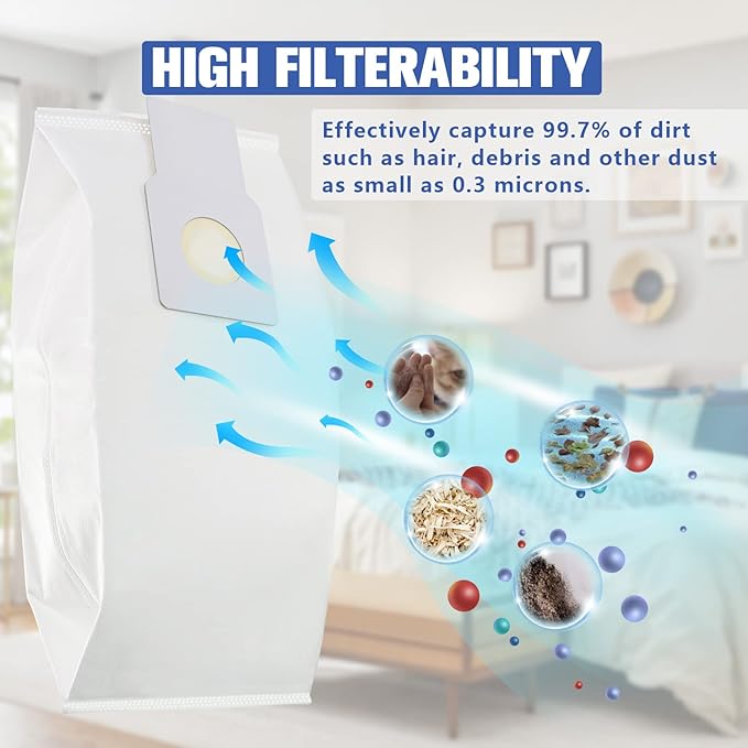 53294 Type O HEPA Cloth Vacuum Bags Replacement for Kenmore Upright Vacuum Cleaners, 6 Pack