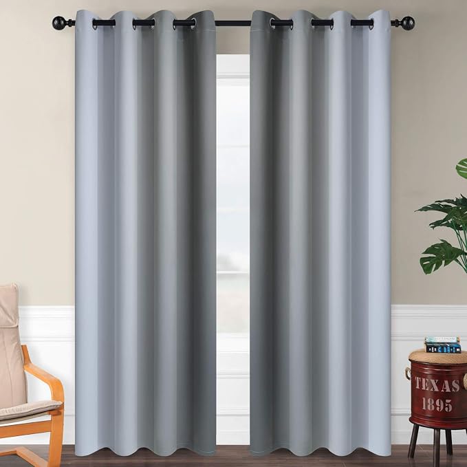 SimpleHome Ombre Grey to Grey White Curtains - Image 2