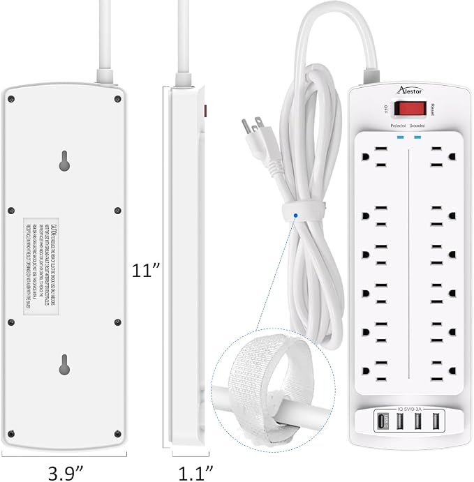 ALESTOR 6 Ft Surge Protector Power Strip - Image 7