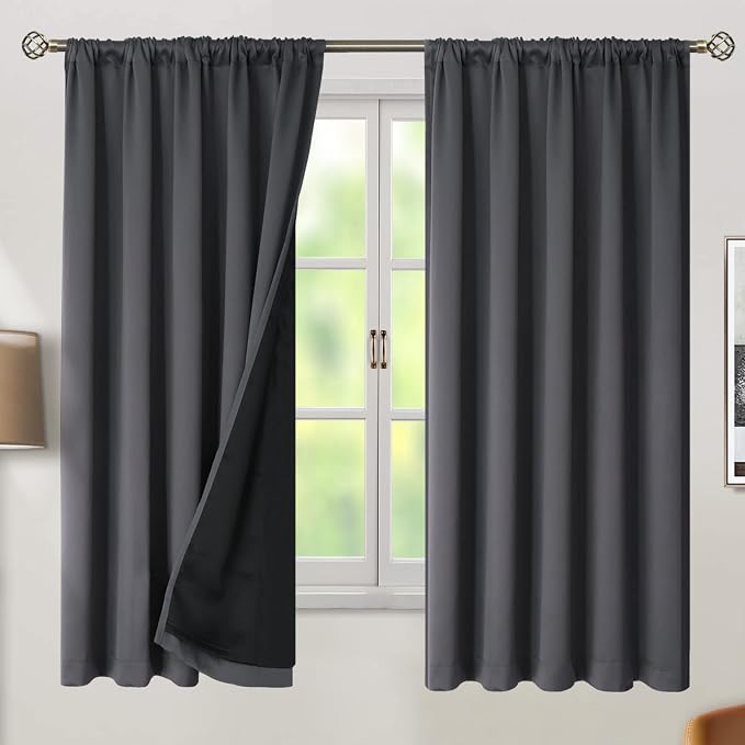 BGment 100% Room Darkening Thermal Insulated Blackout Curtains 63 Inches Long - Image 2