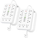JouleLoom 2 Pack 6 FT Flat Plug Surge Protector Power Strip,11 Multiple AC Outlets with 6 USB Ports (2 USB C), 6 Feet Extension Cord, 1250W/10A, One Touch Switch Button, 17 in 1 Compact powerstrip