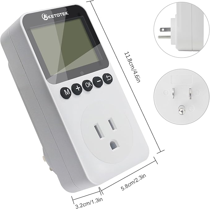 KETOTEK KTTS02 Digital Timer Outlet Plug in Timer Switch Socket Indoor Infinite Repeat Cycle Electrical Timer Switch, Countdown Timers for Lights,Aquarium,Pets Home Appliances