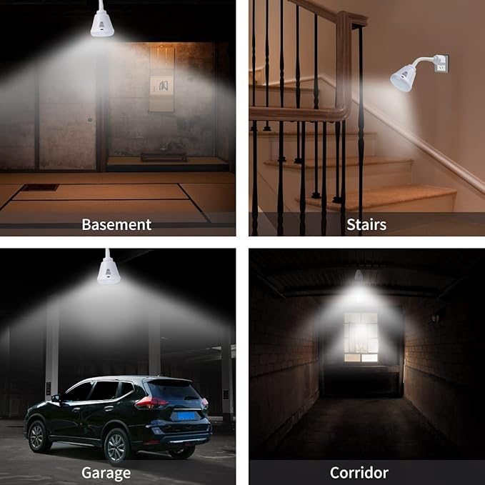 Plug-in Motion Sensor Night Light, LED Infrared Sensor 6W Light, AC 85-265V PIR Motion Detector Bulb (Warm Light, US Plug)