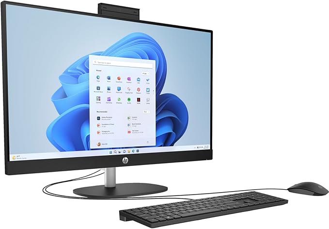 HP 27 FHD IPS AIO PC (Intel 12-Core Ultra 7 255U CPU, 64GB DDR5 RAM, 4TB Gen4 NVMe SSD, W11 Pro, HDMI, RJ45, WiFi 6 + BT 5.4, FHD Webcam, Wireless KB+Mouse) - All in One Touchscreen Business Desktop