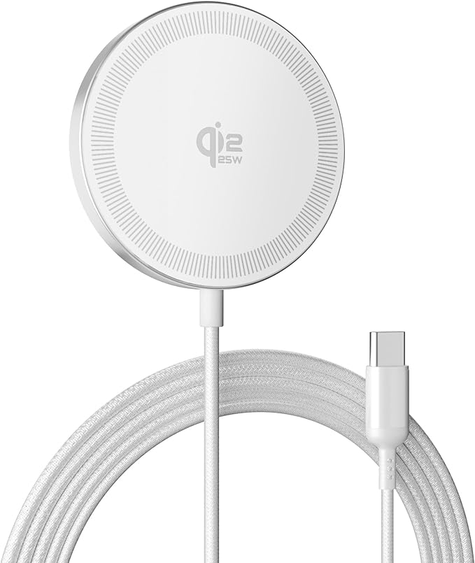 25W Magnetic Wireless Charging Pad: Qi2.2 Qi2 MagSafe Fast Charger for Google Pixel 10 iPhone 17 16 Pro Max 16e 15 14 13 12 AirPods & Samsung Galaxy Series Gift Ideal for Desk & Travel (White, 1Pack)