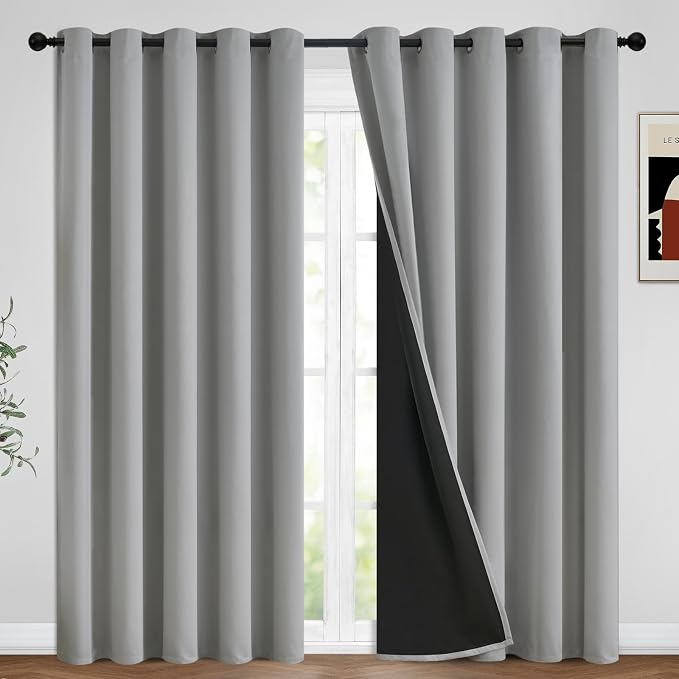 Yakamok Light Grey Blackout Curtains 96 inches Long by Yakamok