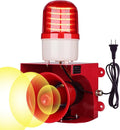 kbaoele AC110V Industrial Siren Alarm Strobe Light-120dB Loud Horn&Red Beacon Warning Light,Waterproof Indoor/Outdoor Safety Alarm for Emergency,Factory,Office,Fires,Tornado,Intruders,Animal Deterrent