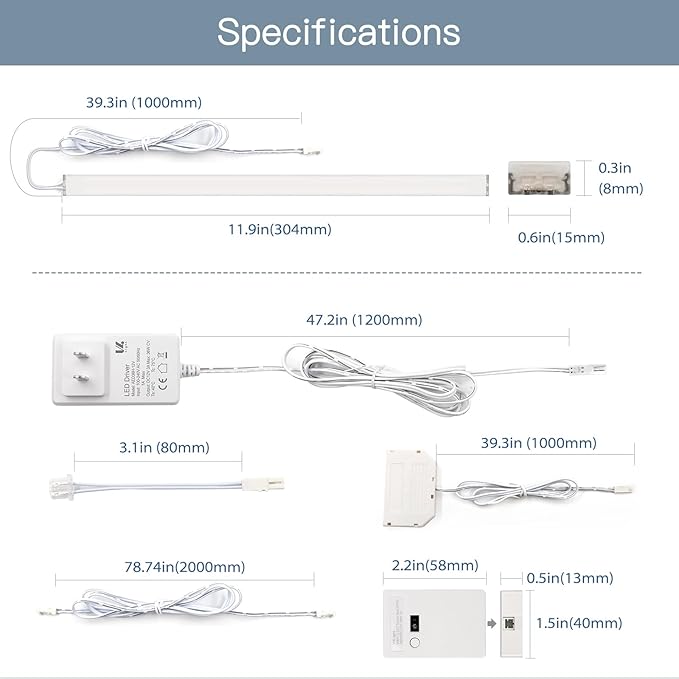 V4light Plug in Under Cabinet Lighting, 6 Pack 12 Inch Ultra-Slim LED Light Bars, Smart App/Voice/Remote Control, Works with Alexa, Dimmable & CCT Adjustable, 5W/Bar, for Kitchen, Closet, Counter