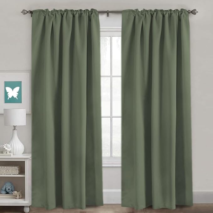 H.VERSAILTEX Back Tab Dark Green Curtains 102 Inch Long - Image 2