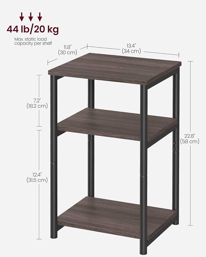 VASAGLE Side Table, Small End Table, Tall Nightstand, Steel Frame | - Image 3