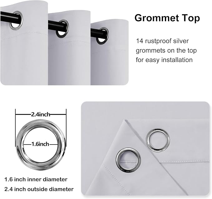 DWCN Greyish White Window Curtains – Thermal Insulated Energy Saving Drapes - Image 4