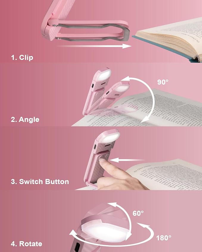 HEMONNKAM Book Reading Light, Rechargeable Clip on Booklight, Eye Caring 3 - Image 5