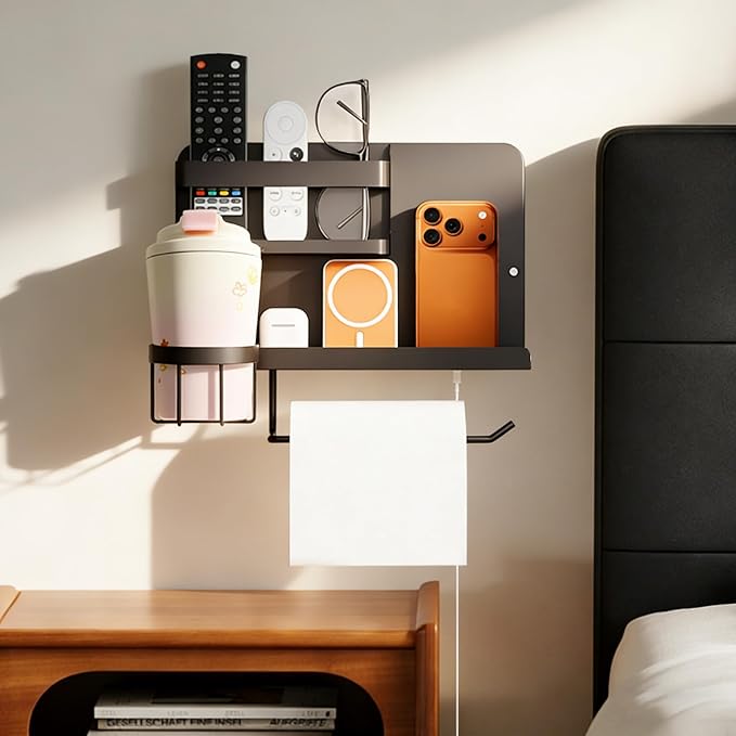 Bcareself Bedside Wall Organizer, Floating Bedside Shelf Wall Mount, Dorm Room - Image 7