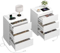 Nightstands Set of 2 with Charging Station and Hidden Drawer, Modern Night Stand by Draelibor