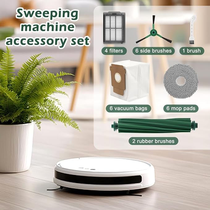 Zornaveli 25 Pcs Accessories Kit for iRobot Roomba Plus 405 Combo/505 Combo Robot Vacuum Cleaner: 2 Main Brushes, 6 Dust Bags, 6 Mop Pads, 4 Filters, Side Brushes and 1 Cleaning Tool