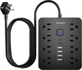 Surge Protector Power Strip, 8 Outlets, 6 USB Charging Ports, 6FT Flat Plug by BawmwimDirect
