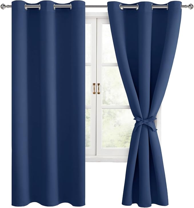 Room Darkening Curtains for Bedroom, 38 x 72 Inch, 2 Panels | Noise Reducing by Hiasan
