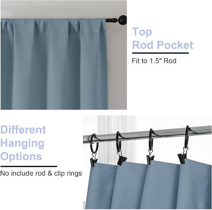 Simplebrand Ava Stone Blue Blackout Curtains - Image 4