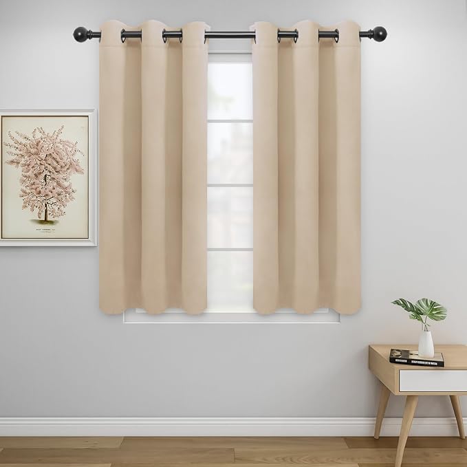 Easy-Going Thermal Grommet Blackout Curtains, 2 Panels 34x45 in, Noise Reduction by Easy-Going