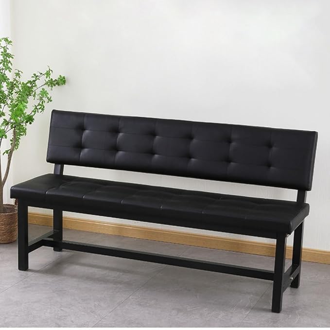 Bench for Bedroom End of Bed Bedside Stool upholstered Sofa backrest Leather - Image 5