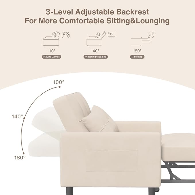 Aiho 3-in-1 Convertible Sleeper Sofa Bed - Image 5