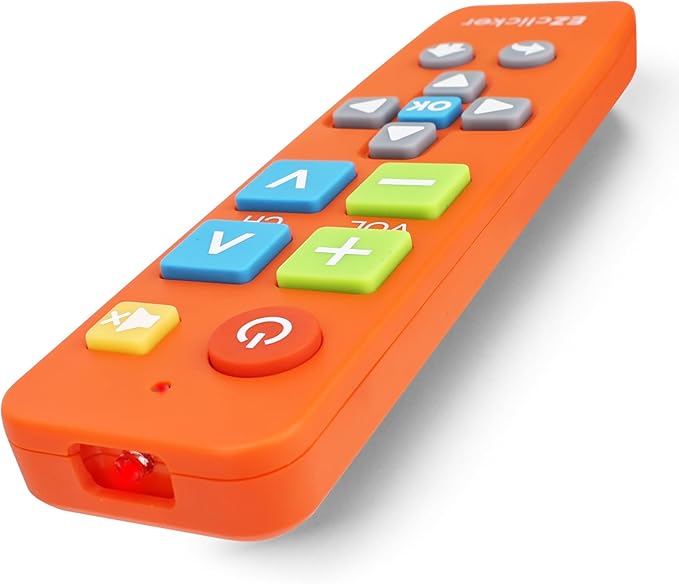 EZclicker Big Button Universal TV Remote (Orange) Simple Easy to Use, Great for Seniors, Works with Major TV Brands (2xAAA Batteries Not Included)