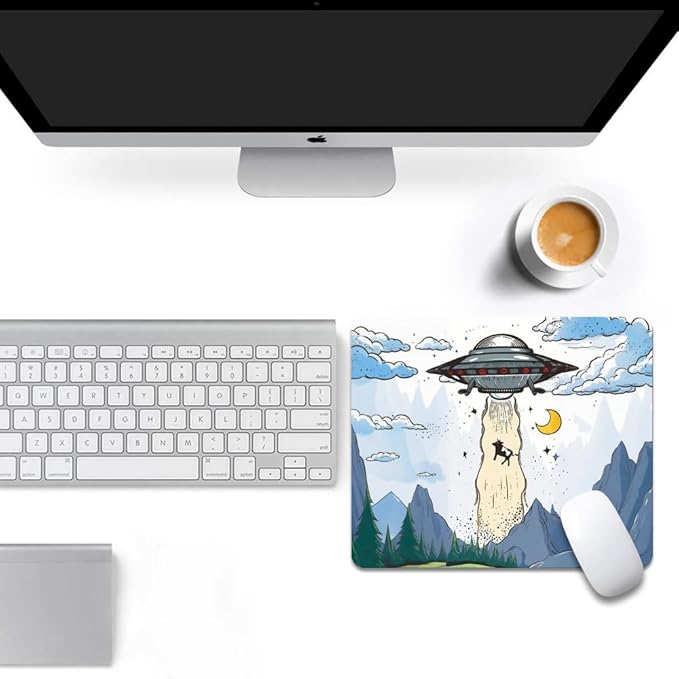 Design - UFO Square Mouse pad, Texture, Waterproof, Anti Slip Rubber Base, Computer Mouse pad, Laptop Mouse pad
