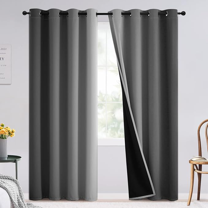 SimpleHome 100% Blackout Ombre Bedroom Curtains Grey and Greyish White by SimpleHome