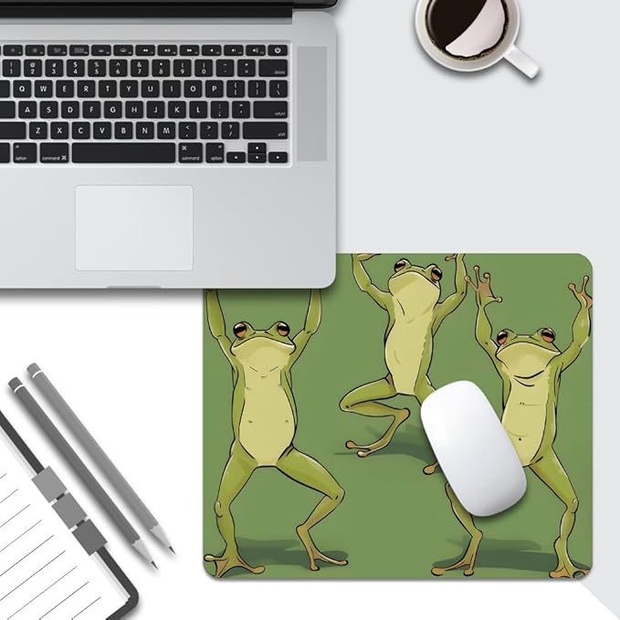 Three Dancing Frogs Square Mouse pad, Texture, Waterproof, Anti Slip Rubber Base, Computer Mouse pad, Laptop Mouse pad